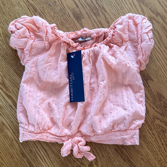NWT Sz 18m Habitual Kids Light Peach Blouse & Pull on Denim Shorts Summer Outfit - Picture 2 of 4